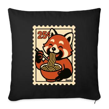 Panda roux avec nouilles ramen - Housse de coussin décorative 45 x 45 cm - noir - Devant