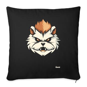 Tête de hamster en colère avec mohawk - Housse de coussin décorative 45 x 45 cm - noir - Devant