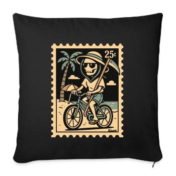 Grim Reaper with bike on the beach - Sofa pillowcase 17,3'' x 17,3'' (45 x 45 cm) - black - Front