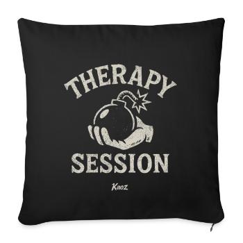 Hand hält Therapie Sitzung Bombe - Sofakissenbezug 45 x 45 cm - Schwarz - Vorne