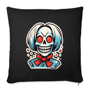 Grinning skeleton with red ribbon - Sofa pillowcase 17,3'' x 17,3'' (45 x 45 cm) - black - Front