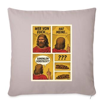 Comic-Jesus sucht Sandalen - Sofakissenbezug 45 x 45 cm - helles Taupe - Vorne