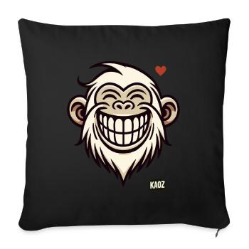 Singe souriant avec cœur - Housse de coussin décorative 45 x 45 cm - noir - Devant