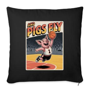 Flying pig playing basketball - Sofa pillowcase 17,3'' x 17,3'' (45 x 45 cm) - black - Front