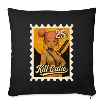 Girl with sword in comic style - Sofa pillowcase 17,3'' x 17,3'' (45 x 45 cm) - black - Front