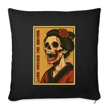 Cela n’a pas de sens : Geisha squelette avec kimono - Housse de coussin décorative 45 x 45 cm - noir - Devant