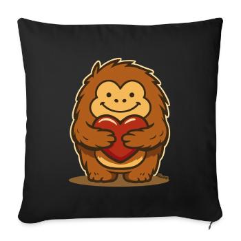 Cute fuzzy animal with a red heart - Sofa pillowcase 17,3'' x 17,3'' (45 x 45 cm) - black - Front