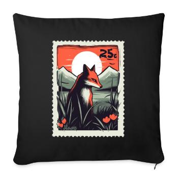 Fox in front of mountains in sunset - Sofa pillowcase 17,3'' x 17,3'' (45 x 45 cm) - black - Front