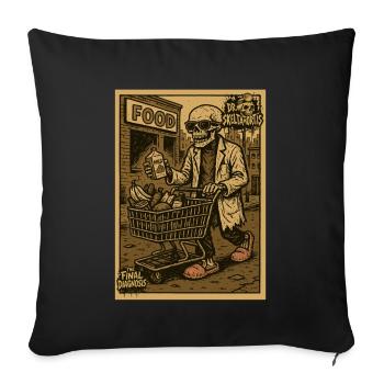 Skeleton with shopping cart and drink - Sofa pillowcase 17,3'' x 17,3'' (45 x 45 cm) - black - Front