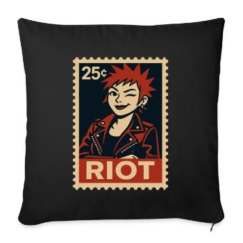 Punk Frau mit roter Frisur - Sofakissenbezug 45 x 45 cm - Schwarz - Vorne