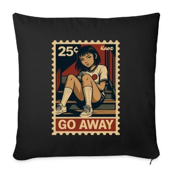 Comic Girl on Stairs Stamp, Go Away! - Sofa pillowcase 17,3'' x 17,3'' (45 x 45 cm) - black - Front