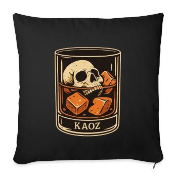 Totenkopf im Glas mit Eiswürfeln - Sofakissenbezug 45 x 45 cm - Schwarz - Vorne
