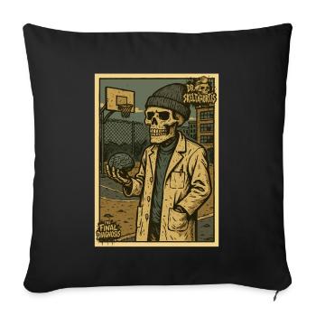 Skeleton with brain on basketball court - Sofa pillowcase 17,3'' x 17,3'' (45 x 45 cm) - black - Front