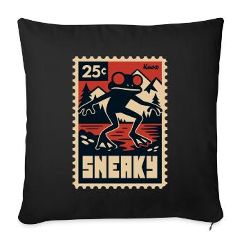 Grenouille noire aux yeux rouges au bord du lac - Housse de coussin décorative 45 x 45 cm - noir - Devant