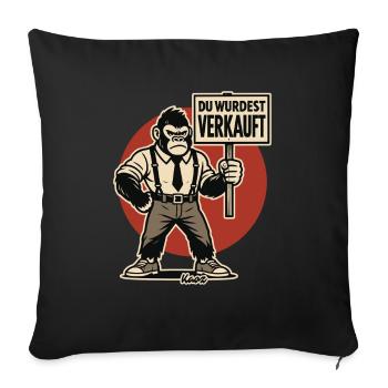 Gorille en colère avec pancarte « Vous avez été vendu » - Housse de coussin décorative 45 x 45 cm - noir - Devant