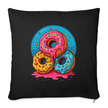 Three colorful donuts with icing and sprinkles - Sofa pillowcase 17,3'' x 17,3'' (45 x 45 cm) - black - Front