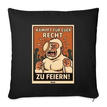 Yeti with cake on his face at a party - Sofa pillowcase 17,3'' x 17,3'' (45 x 45 cm) - black - Front