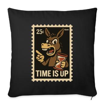 Donkey with hourglass on postcard - Sofa pillowcase 17,3'' x 17,3'' (45 x 45 cm) - black - Front