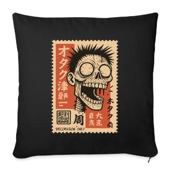 Zombie stamp with Japanese text decoration - Sofa pillowcase 17,3'' x 17,3'' (45 x 45 cm) - black - Front