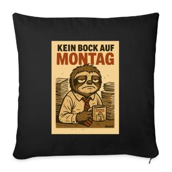 Paresseux de bureau fatigué avec café et lundi - Housse de coussin décorative 45 x 45 cm - noir - Devant
