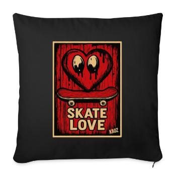 Dripping Heart Skateboard with Text "Skate Love" - Sofa pillowcase 17,3'' x 17,3'' (45 x 45 cm) - black - Front