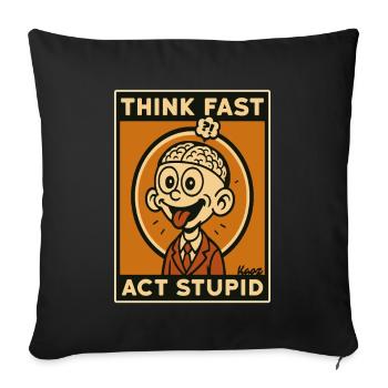 Comic Man with Brain and Tongue Out - Sofa pillowcase 17,3'' x 17,3'' (45 x 45 cm) - black - Front