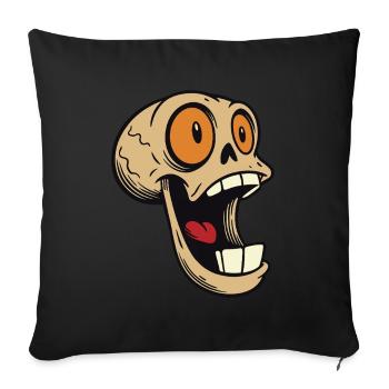 Laughing skull with big eyes - Sofa pillowcase 17,3'' x 17,3'' (45 x 45 cm) - black - Front