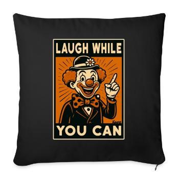 Lachender Clown im Retro Comicstil - Sofakissenbezug 45 x 45 cm - Schwarz - Vorne