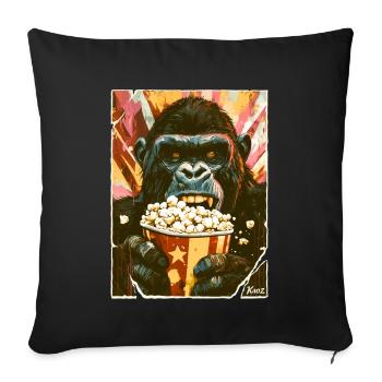 Gorille au pop-corn - Housse de coussin décorative 45 x 45 cm - noir - Devant