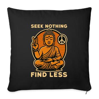 Buddha mit Peace-Zeichen und Spruch in Retro-Optik - Sofakissenbezug 45 x 45 cm - Schwarz - Vorne