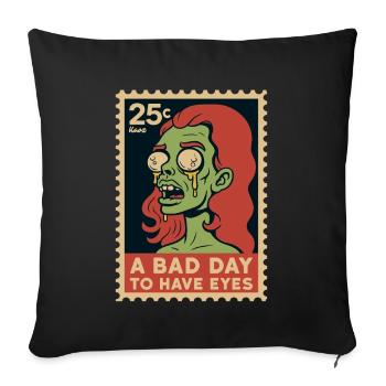 Zombie aux yeux écarquillés et disant - Housse de coussin décorative 45 x 45 cm - noir - Devant