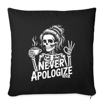 Skeleton woman with coffee and OK hand sign - Sofa pillowcase 17,3'' x 17,3'' (45 x 45 cm) - black - Front