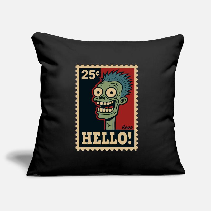 Comic zombie on postage stamp with "HELLO!" Sofa pillowcase 17,3'' x 17,3'' (45 x 45 cm)