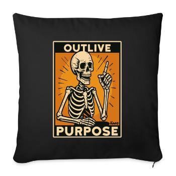 Squelette avec le doigt levé « Survivre au but » - Housse de coussin décorative 45 x 45 cm - noir - Devant