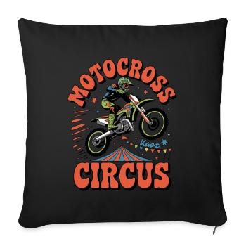 Motocross rider over circus tent in comic style - Sofa pillowcase 17,3'' x 17,3'' (45 x 45 cm) - black - Front