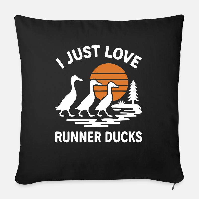 Running Ducks Sunset I Just Love Runner Ducks - Sofa pillowcase 17,3'' x 17,3'' (45 x 45 cm) - black