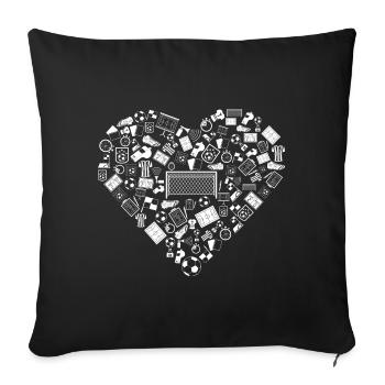 J'aime le football | Stade de sports de balle - Housse de coussin décorative 45 x 45 cm - noir - Devant