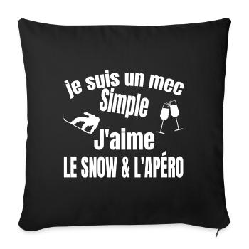 snow et apéro - Housse de coussin décorative 45 x 45 cm - noir - Devant
