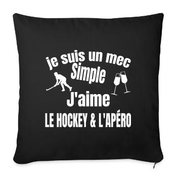 hockey et apéro - Housse de coussin décorative 45 x 45 cm - noir - Devant