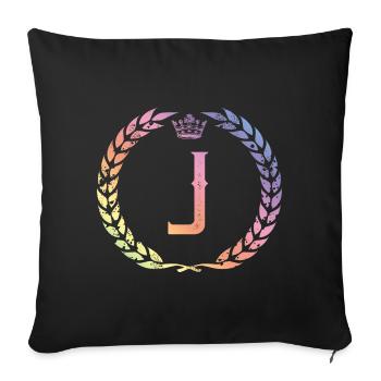 J letter wreath - Sofa pillowcase 17,3'' x 17,3'' (45 x 45 cm) - black - Front