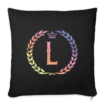 L letter wreath - Sofa pillowcase 17,3'' x 17,3'' (45 x 45 cm) - black - Front