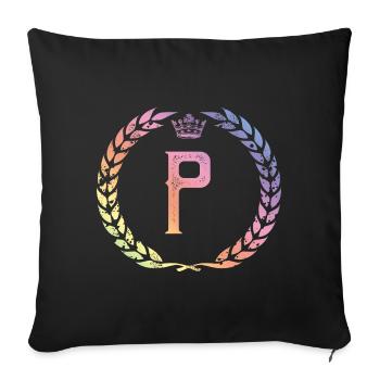 P letter wreath - Sofa pillowcase 17,3'' x 17,3'' (45 x 45 cm) - black - Front