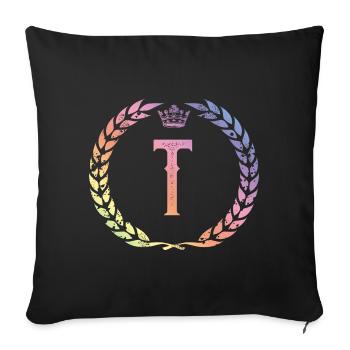 T letter wreath - Sofa pillowcase 17,3'' x 17,3'' (45 x 45 cm) - black - Front