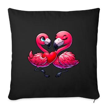 Flamingo Heart Love Valentine's Day Romance - Sofa pillowcase 17,3'' x 17,3'' (45 x 45 cm) - black - Front