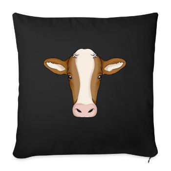 Cow cow face cow portrait head - Sofa pillowcase 17,3'' x 17,3'' (45 x 45 cm) - black - Front