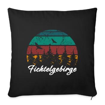 Fichtelgebirge Berg Gebirge Retro Vintage Wandern - Sofakissenbezug 45 x 45 cm - Schwarz - Vorne