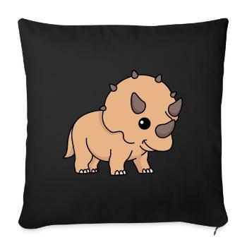 Bande dessinée Dinosaur triceratops - Housse de coussin décorative 45 x 45 cm - noir - Devant