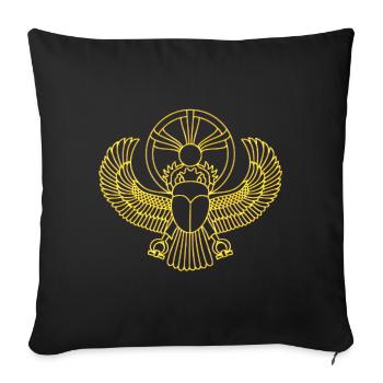 Scarabée Soleil Egypte Porte-Bonheur Symbole de Protection - Housse de coussin décorative 45 x 45 cm - noir - Devant