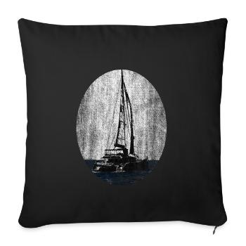 Catamaran Sailor Sailing Ship - Sofa pillowcase 17,3'' x 17,3'' (45 x 45 cm) - black - Front