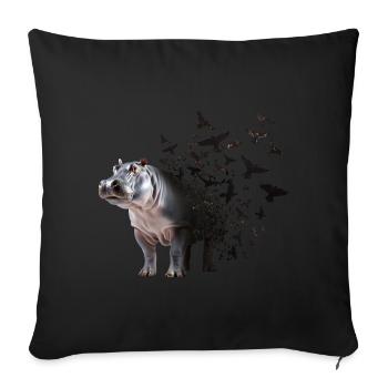 Nilpferd - Sofakissenbezug 45 x 45 cm - Schwarz - Vorne